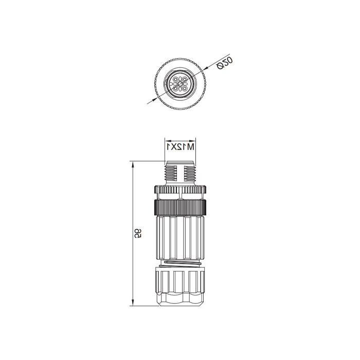 M12 4-PIN, straight male, screw connection, 64F121